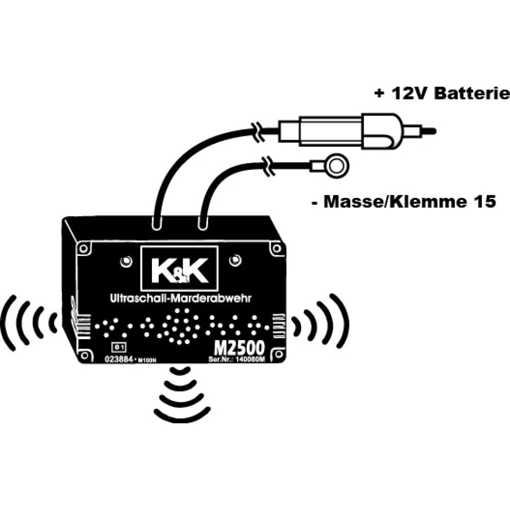 K&K M2500 - Effektiver Ultraschall-Marderschutz mit 180° Abstrahlung