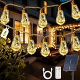 Solar Lichterkette Aussen Mit 30 S17 Glühbirnen, 17M Lichterkette Außen Wetterfest Warmweiß 8 Modi Memory-Funktion Timer Vintage Hanfseil Solarlichterketten für Garten Terasse Balkon Hochzeit Party