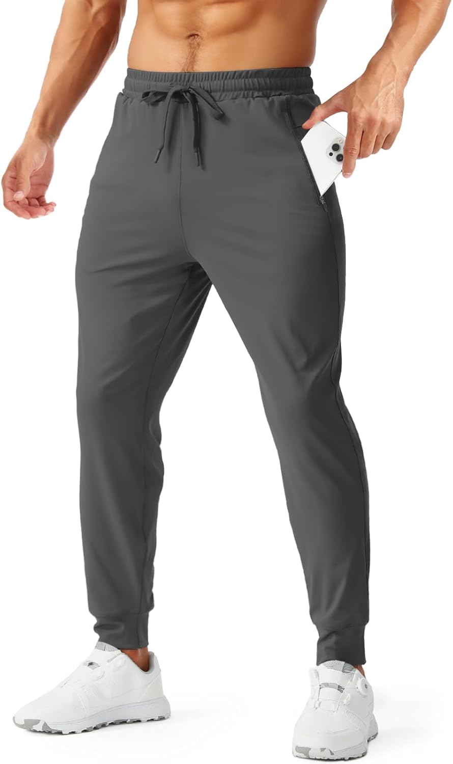 Aolesy Men’s Soft & Stretch Joggers with Zip Pockets Tapered Lightweight Sweatpants Athletic Track Pants for Gym Workout