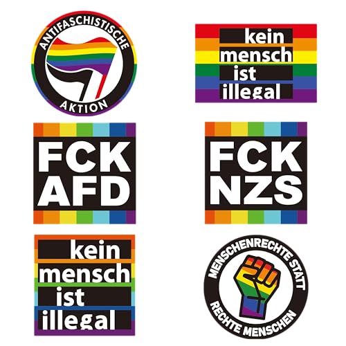 FlagShipper 120x FCK-AFD & FCK-NZS Sticker Set Regenbogen Aufkleber gegen Rechts Demo Sticker für Wahl Pride Kundgebung & Festival wetterfest haftstark & auffällig