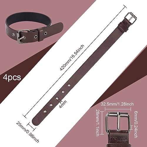 FINGERINSPIRE 4 Pcs Traditional Kilt Extender Straps Imitation Leather Cuff Belt Buckles 42x2.5cm Coconut Brown Leather Adjustable Belt with Metal Square Buckle Women's Belt for Coat Dress DIY - Image 2