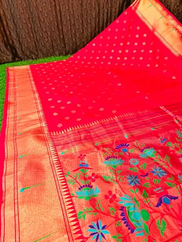 Spewim red paithani silk saree – image 4