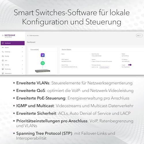 NETGEAR 8-Port Ultra60 PoE Multi-Gigabit Ethernet Plus Smart Switch (MS108TUP): Managed, mit 4 PoE++ und 4 PoE+ bei 230 W, optionales Insight Cloud Management, Desktop- oder Wandbefestigung