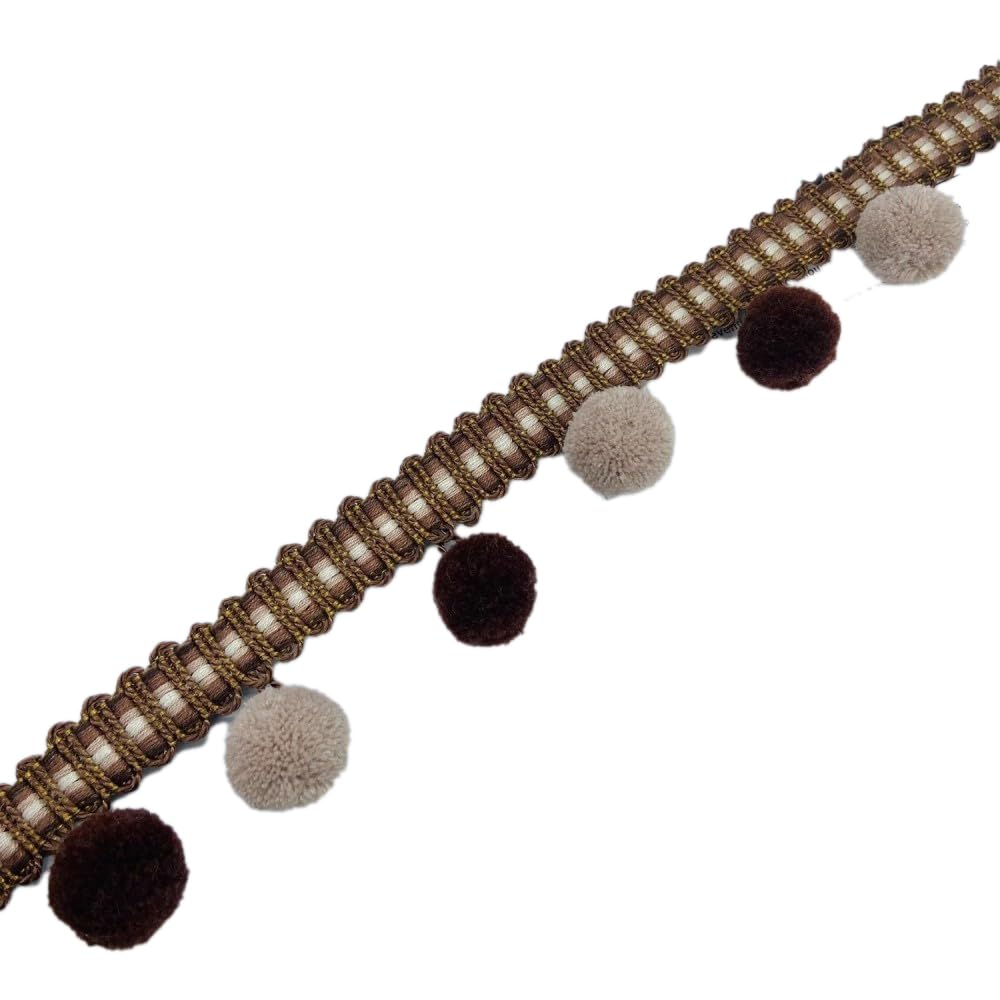 Taśma pomponowa do majsterkowania, 5 m, szerokość 6 cm, obszycie pomponów, frędzle, taśma ozdobna, frędzle do szycia ubrań, zasłon, szycia, dekoracji, kawy