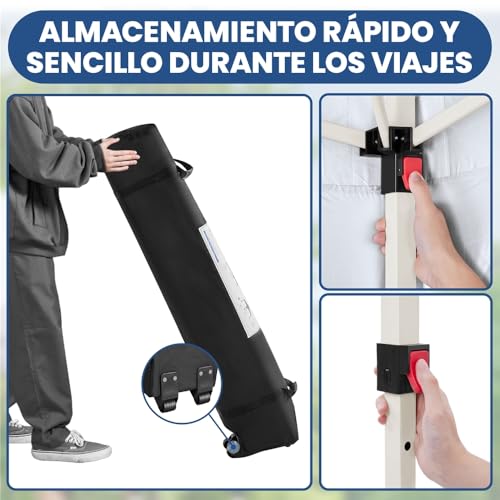 Miniatura 7 de Yaheetech Carpa Plegable 3x3m, Cenador Exterior Impermeable Y Antiviento Para 8-10 Personas, Carpa Jardín Con Ventilación Y Bolsa De Transporte, Color Azul