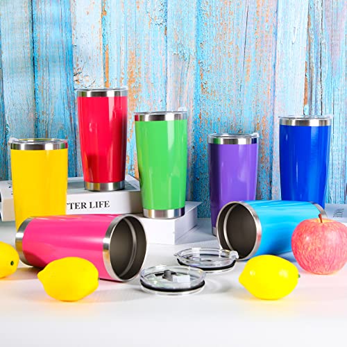Thenshop 16 Pack Insulated Travel Tumblers Bulk 20 Oz Stainless Steel Vacuum Travel Tumbler Cup With Lid And Straw Double Wall Vacuum Coffee Tumbler Cup Mugs For Cold And Hot Drinks, Mix Colors #TOP3