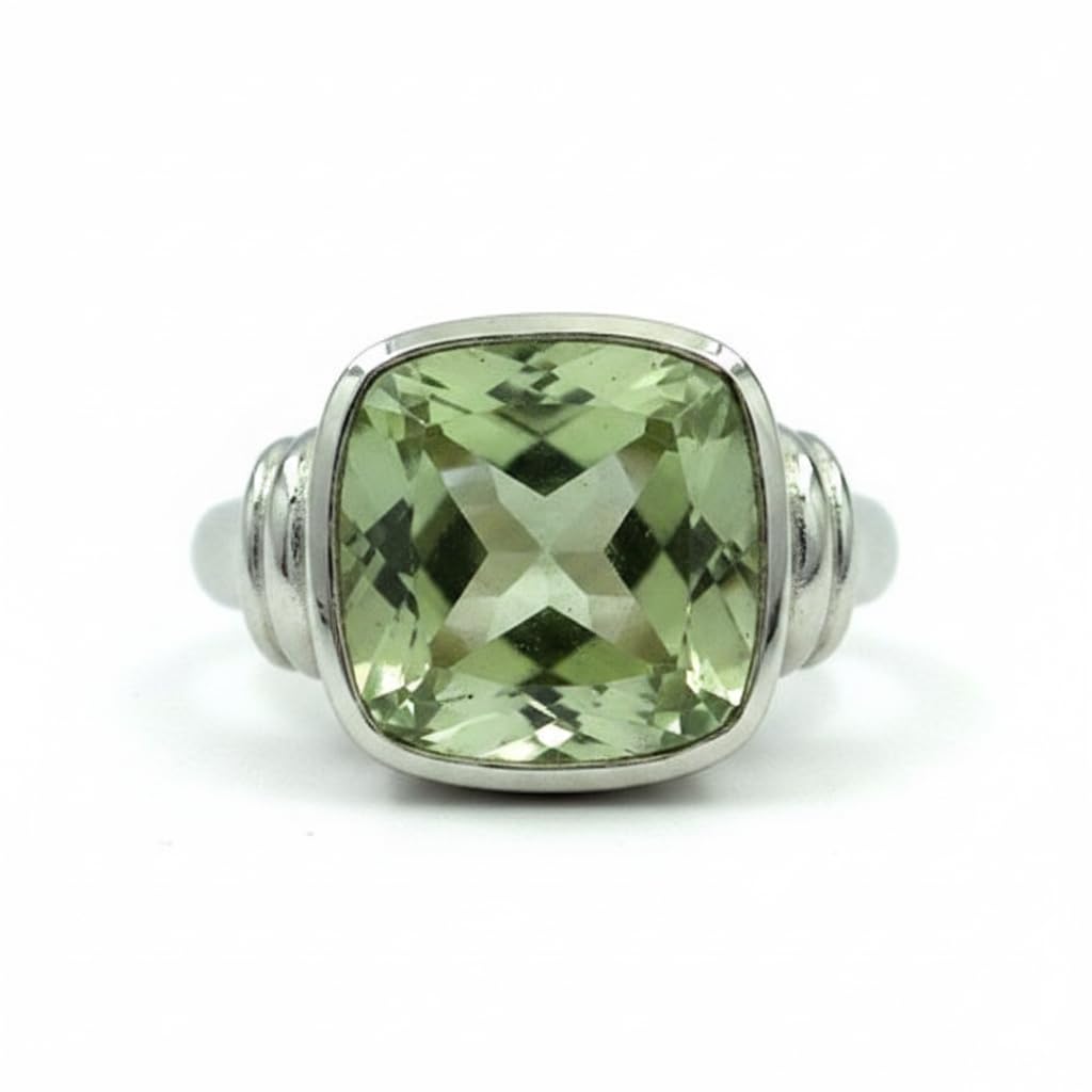 Anelli di Ametista Verde Reale in Argento Sterling con incastonatura a castone per Gioielli di Madreperla
