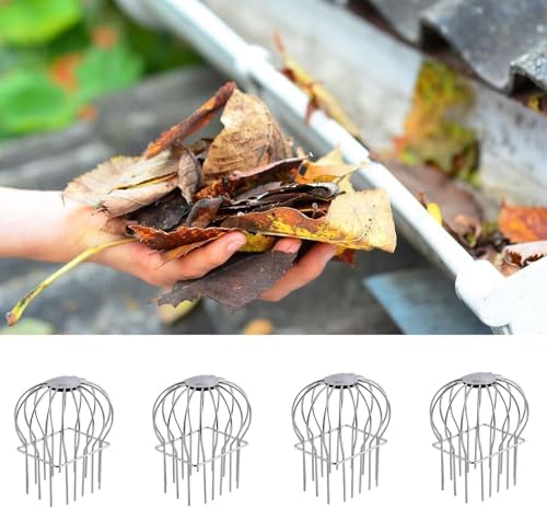 Square Leaf Filter Gutter Strainer - Rust Resistant Gutter Guard Mesh, Downspout Protection Covers for Leaves, Twigs & Branches (4 PCS, Mid Size 7.3x9.2cm)