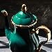 Jomop Ceramic Tea Pot Elegant Profile Decoration Extra Large Dark Green Housewarming Gift for Tea Lovers 4-6 Cups (1, Dark Green)