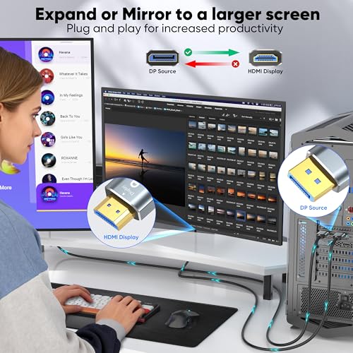4K DisplayPort to HDMI Cable 6ft, Uni-Directional DP (Source) to HDMI (Display) Cable for Desktop Monitor Projector HDTV AMD NVIDIA, 4K@60Hz, Aluminum Shell, Compatible with Lenovo HP Dell by Ureegle - Used condition - Image 4