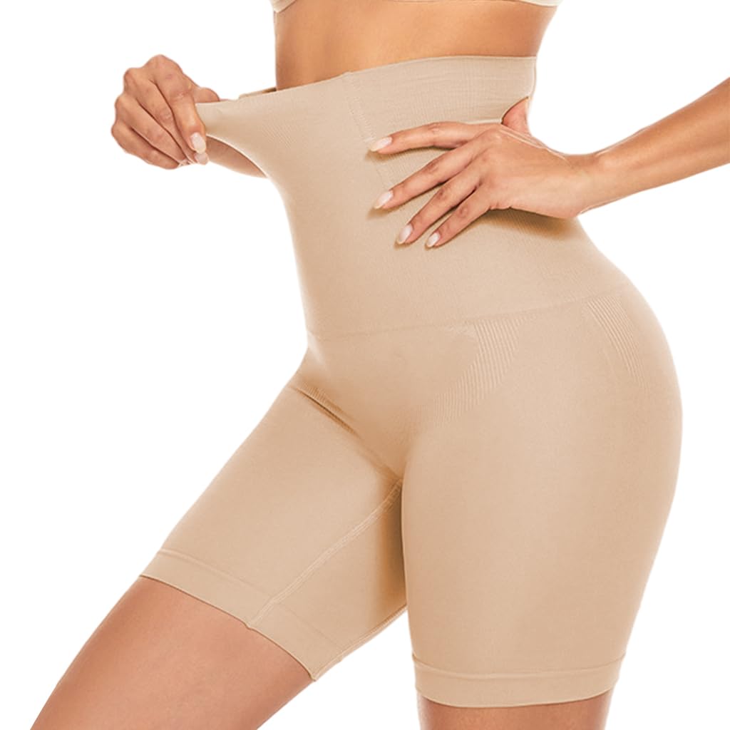 Shapewear for Women High-Waisted Tummy Control Shorts Mid-Thigh Slimming Briefs, Slip-On Ultra Slim Elastic Body Shaper for Waist, Thigh & Butt Support, 2XL-3XL Beige-image-45