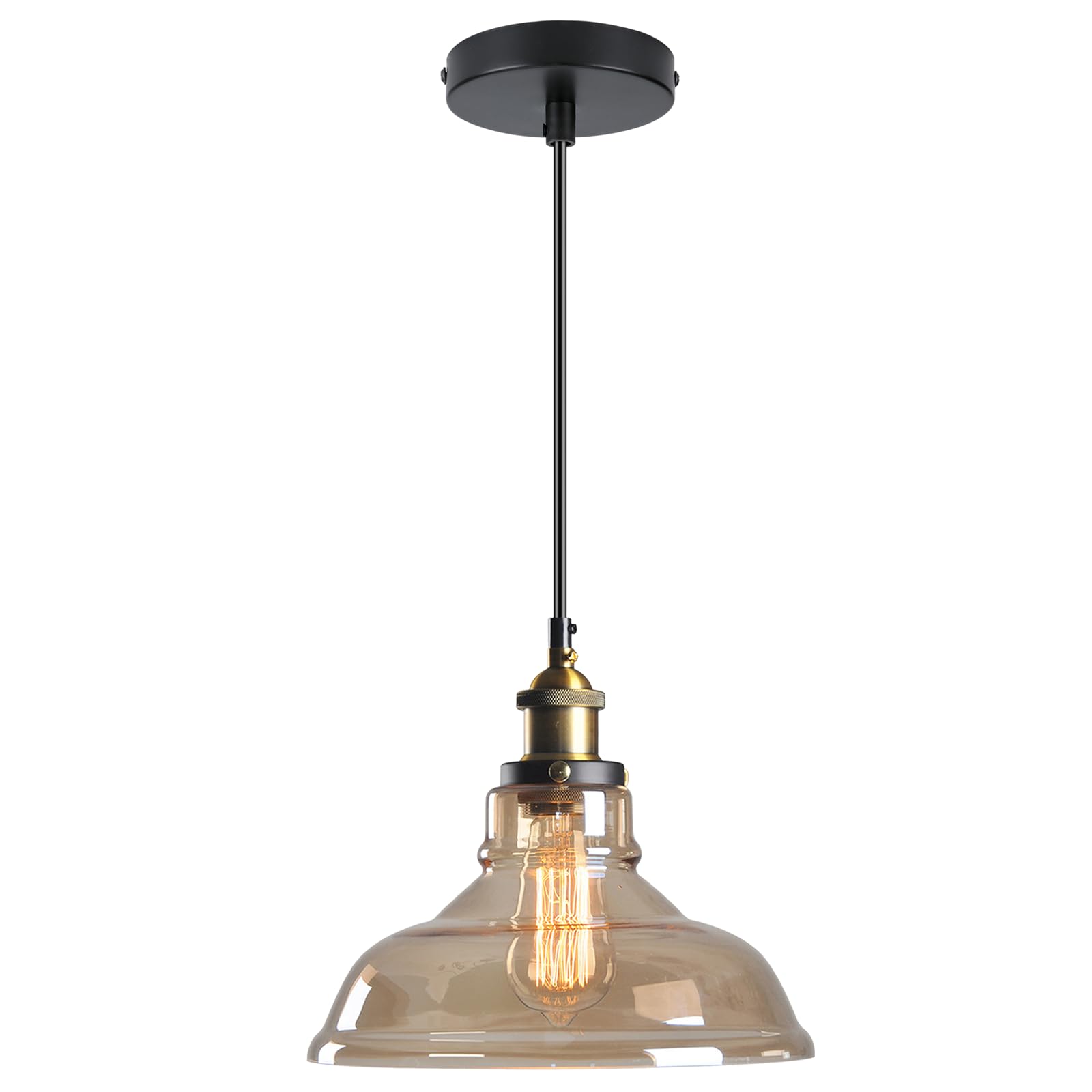 Lámpara colgante de cristal, lámpara de araña vintage para salón, lámparas colgantes de pantalla ámbar para interior, lámpara de techo E27 para dormitorio cocina comedor