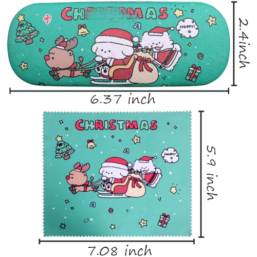 Image of ADBGV Cute Stylish Hard Shell Eyeglasses Cases Protective Case Storage Box With Glasses Cloth Eyeglass Strap for Girl Teen