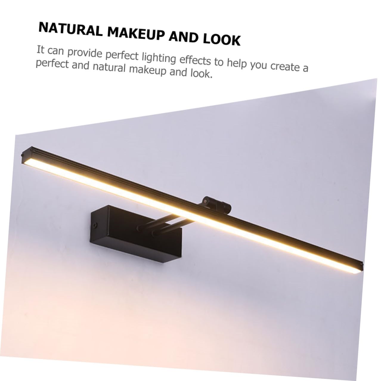 Lampada da Specchio LED per Bagno, Applique da Parete in Alluminio e PC Nero 10w Luce Calda, Illuminazione per Trucco e Toeletta, Design Moderno per Interni ed Esterni