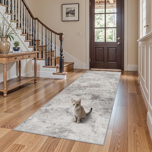BYYVOO Grey Abstract 3x8 Washable Hallway Runner Rug by BYYVOO - Used condition - US$18.99