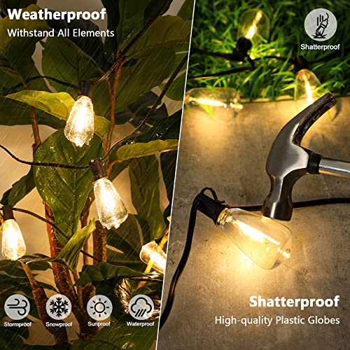 Sucolite Outdoor String Lights For Patio 50Ft Waterproof Connectable St38 Led Light String With 25+2 Vintage Edison Bulbs Dimmable Shatterproof Outside Hanging Lights Backyard Balcony Gazebo Bistro #TOP1