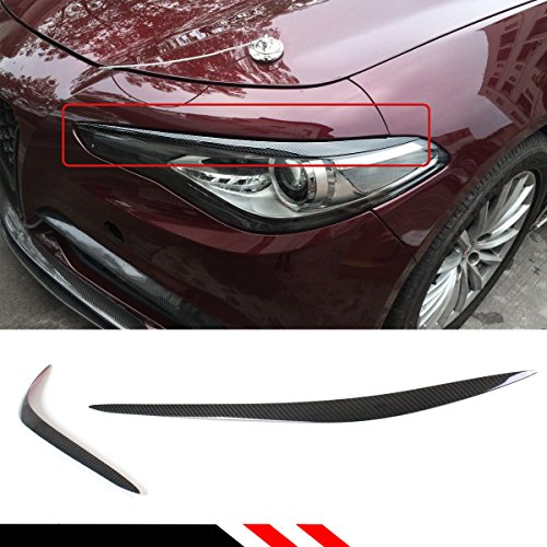 Cuztom Tuning Real Carbon Fiber Headlight Eyelid Cover Eyebrow Compatible for 2016-2023 Alfa Romeo Giulia