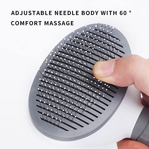 Image of Cat Self Cleaning Brush, Pet Grooming Brush for Cats and Dogs, Easy Clean for Long or Short Haired Cats, Gray