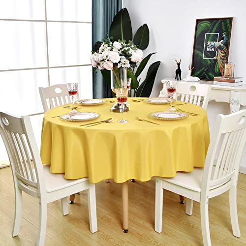 KAIPHO Yellow Round Tablecloth Waterproof Wrinkle Free Table Cloth, 60 inch by KAIPHO - Used condition - Image 2