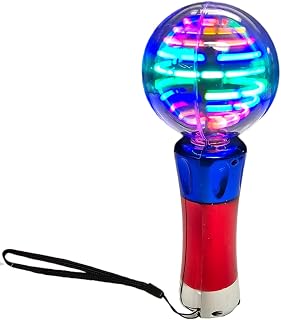 Light-Up Star Magic Spinning Ball Flashing Toy Wand (7.5") 3 AA Batteries Included. Colorful Bright LED Light Up Sensory Toy for Toddlers Kids Boys and Girls (1 Pack)