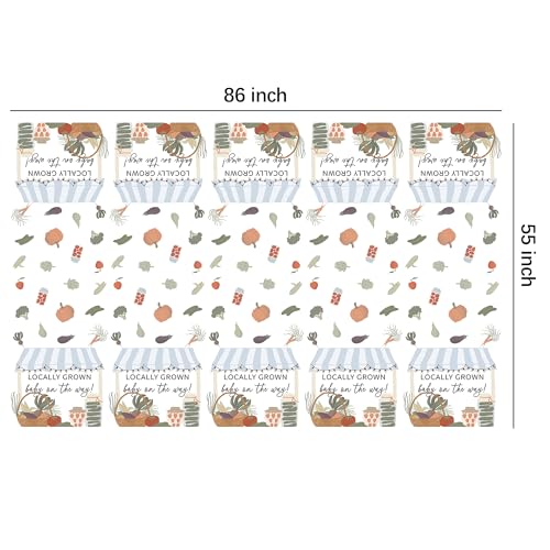 Image of Locally Grown Baby Shower Decorations Tablecloth, 3 Pack, 86in x 55in | Disposable, Farmer Market Vegetable Theme, Locally Grown Theme, Party Table Cover Supplies