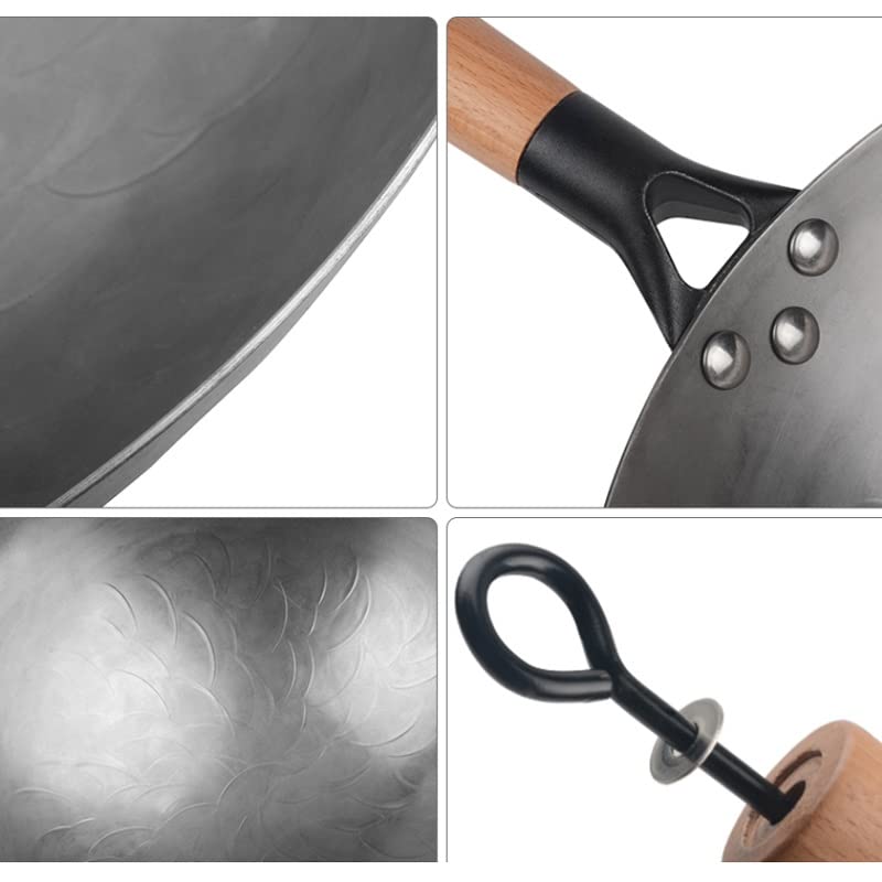 Wok de hierro sin recubrimiento artesanal para cocina miniatura 5