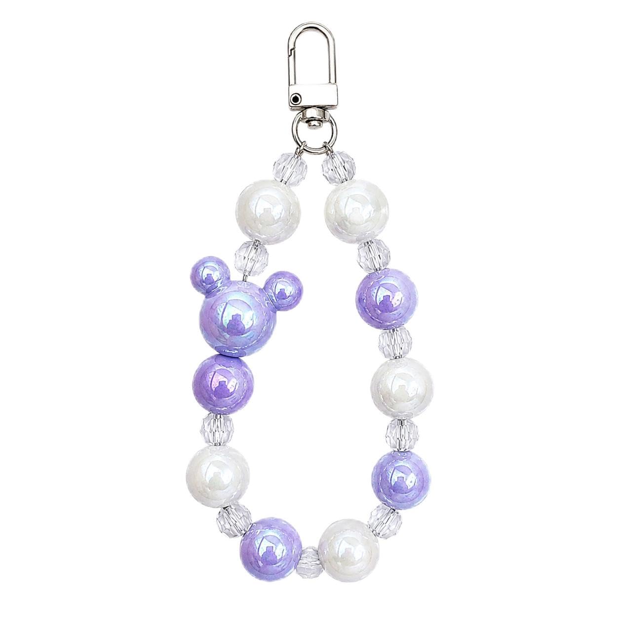 Purple Pearl Beaded Phone Charm with Mouse Ear Design | Cute Acrylic Phone Strap Decorative Wrist Strap Keychain Accessory for Women Girls-image-40