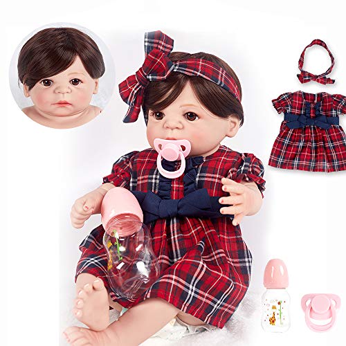 Reborn Baby Dolls Full Body Silicone 22 inch Realistic Girl Doll Lifelike Soft Vinyl Weighted Gift Set