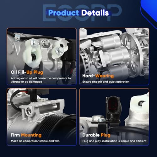 Image of ECCPP AC Compressor 2011-2016 for Porsche Panamera 3.6L | 157360,158360 Fast Cooling AC Compressor with Clutch Low Vibration Under 72db Reduces Engine Load Fuel Efficient