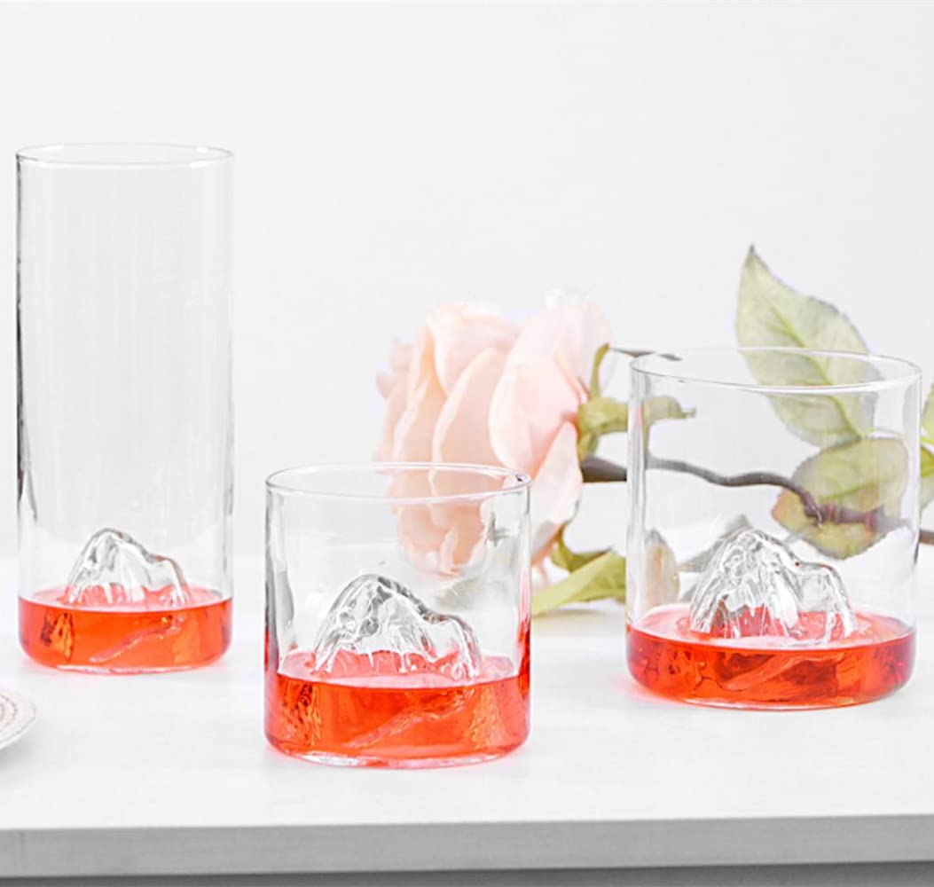 HALAWAKA Lot De 2 Verres à Vin En Cristal Transparent Avec Intérieur Montagne, Verres à Boire Pour Eau, Jus, Bière, Vin, Whisky Et Cocktails