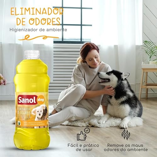 Sanol Dog Eliminador De Odores Para Cães E Gatos Citronela 2 Litros Amarelo