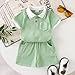 DOMOABEI Boy Clothes 5 Years Old Toddler Boy Summer Outfits Polo Shirts Top Solid Short Sleeve T Shirts and Shorts Pocket Boys Fashion Sweatsuit 2pc Set Green 4-5T