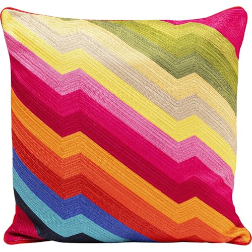 Kare Design Coussin Artistic Zig Zag 50 x 50 cm, Multicolore, Moderne, décoratif, en Coton, avec Fermeture éclair, pour Chambre à Coucher, Salon, pour canapé/canapé