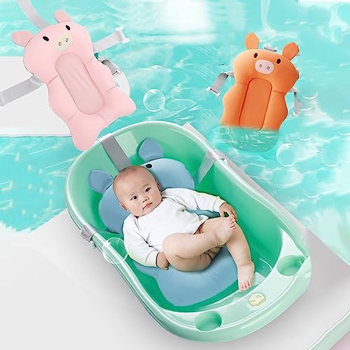 Image of Baby Bath Support Cushion, Floating Adjustable Soft Bath Pillow, Cushioned Support Parent Assist Tray Infant Bath Support Seat Baby Bath Pillow for Newborn Infants (Light Blue)