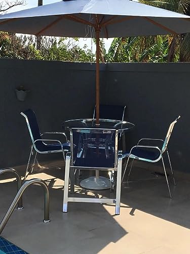 Jogo De Mesa 90cm 4 Cadeiras Alumínio Piscina Com Ombrelone