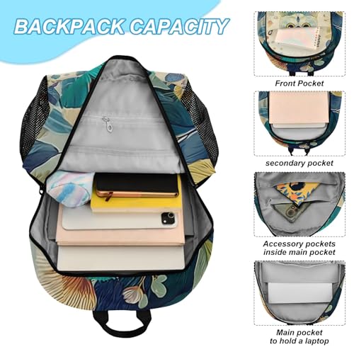 Kids Backpack Beautiful Green Owl Boys Girls School Backpack with Lunch Bag Bookbag Set4