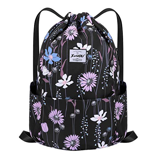 Mochila esportiva com cordão leve para academia, ioga, bolsa de ombro, mochila casual para uso ao ar livre para mulheres e homens, Flor dos sonhos, G