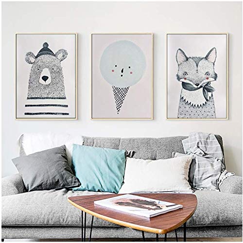 Dessin animé animaux mur photos ours toile, le cadeau de naissance idéal