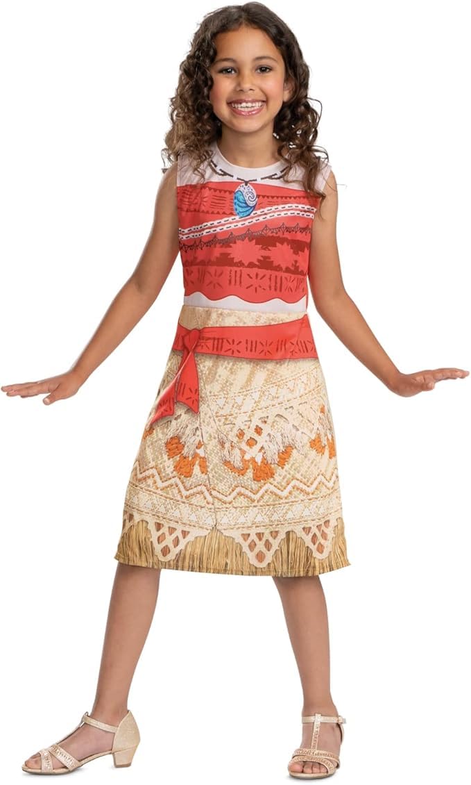 Disney Vestito Vaiana Standard Bambina, Costume Ufficiale Principessa Disney Bambine Taglia XS