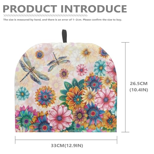 Image of Boho Flower Dragonfly Tea Pot Cosy Creative Teapot Cozies Teapot Cover with Top Handle Insulating Keep Tea Warm Teapot Warmer Ideal Gift