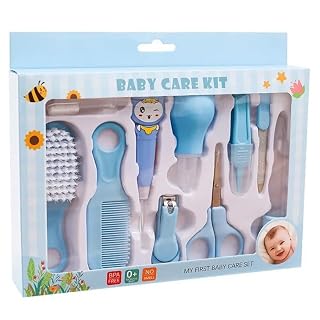 AOXITO® Portable Manicure Grooming Kit For New Born Baby | 10 In 1 Healthcare Accessories Set To Keep Infants & Toddlers Clean Perfect Nursery Gift With Nail, Hair, Ear Grooming Tools For Kids(Multicolor)(without battery)