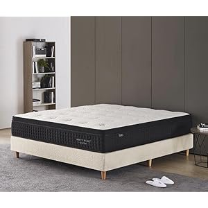 IZTOSS Gel Matelas 160×200 24 cm Epaisseur | Ergonomique Hypoallergénique | Respirante | Soutien Haute Resilience | Confort, Blanc,noir