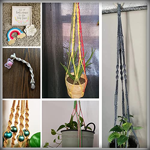 Suntq Macrame Cord 4-Strand Twisted (3Mm X 328 Feet) Soft Unstained Cotton Rope For Handmade Plant Hanger, Wall Hanging Craft Making, Crafts, Knitting,Decorative Projects Cotton String (Light Green) #TOP6