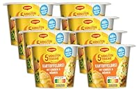 MAGGI 5 Minuten Terrine Kartoffelbrei mit Erbsen und Möhren, leckeres Fertiggericht mit Gemüse, Instant Kartoffel-Püree, Kartoffel-Snack, 8er Pack (8 x 43g)