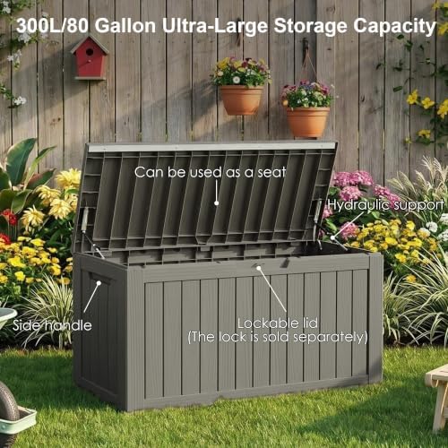 Yardlab Outdoor Deck Box Container, 300L/80Gal - 5