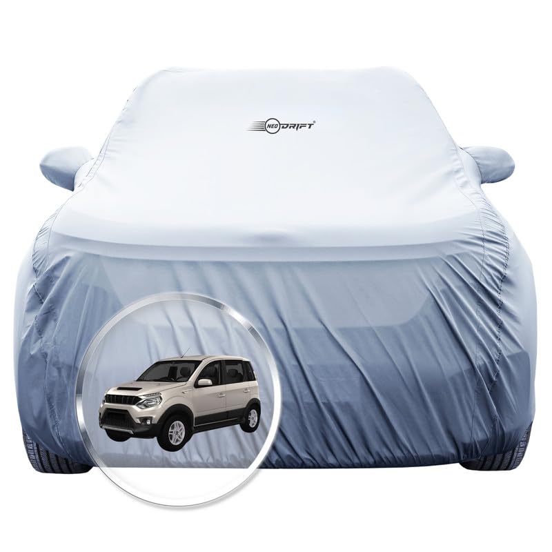 Image of NEODRIFT 'SilverTech' Car Cover for Mahindra NuvoSports (100% Water-Resistant, All Weather Protection, Tailored Fit, Precision-Fit & Breathable Fabric) (Colour: Silver)