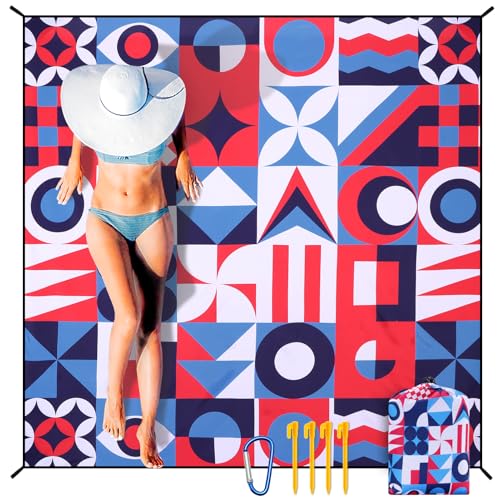 HIHOHO Beach Blanket Waterproof Sandproof Extra Large Beach Mat 79" X 83"/120"x108"for 1-8 Adults Quick Drying Durable Outdoor Picnic Mat for Beach Travel Camping Hiking
