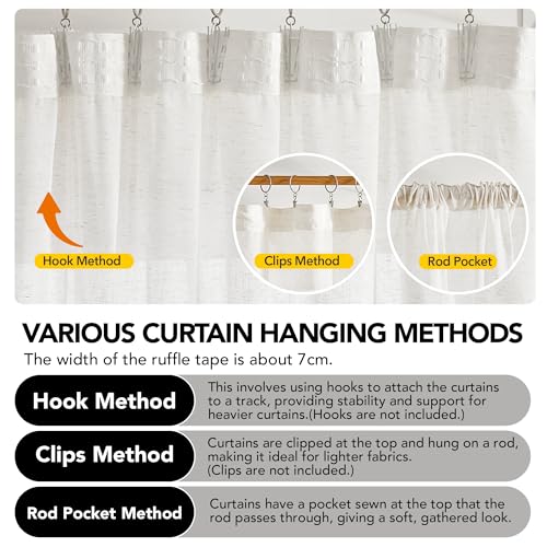 Deconovo Gardinen mit Kräuselband Halbtransparent Gardinenschal Wohnzimmer Voile Vorhang Vorhänge Lichtdurchlässig und Elegant… – Ansicht 4