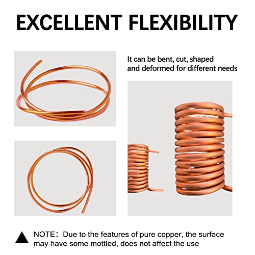Eoiips Copper Tube 1/4" Od × 3/16" Id(5-6.35Mm) Seamless Round Pipe Tubing, Copper Refrigeration Tubing (4.92 Ft) #TOP4