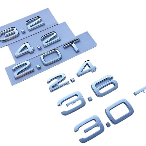 PGBNLPPETW Emblem Fit for Audi 1.8T 2.0T .4 3.0 T 6 A3 A4 A5 A6L A7 A8L Q3 Q5 Q7 Four Wheel Drive Car Trunk Logo Sticker(Chrome,3.0T)